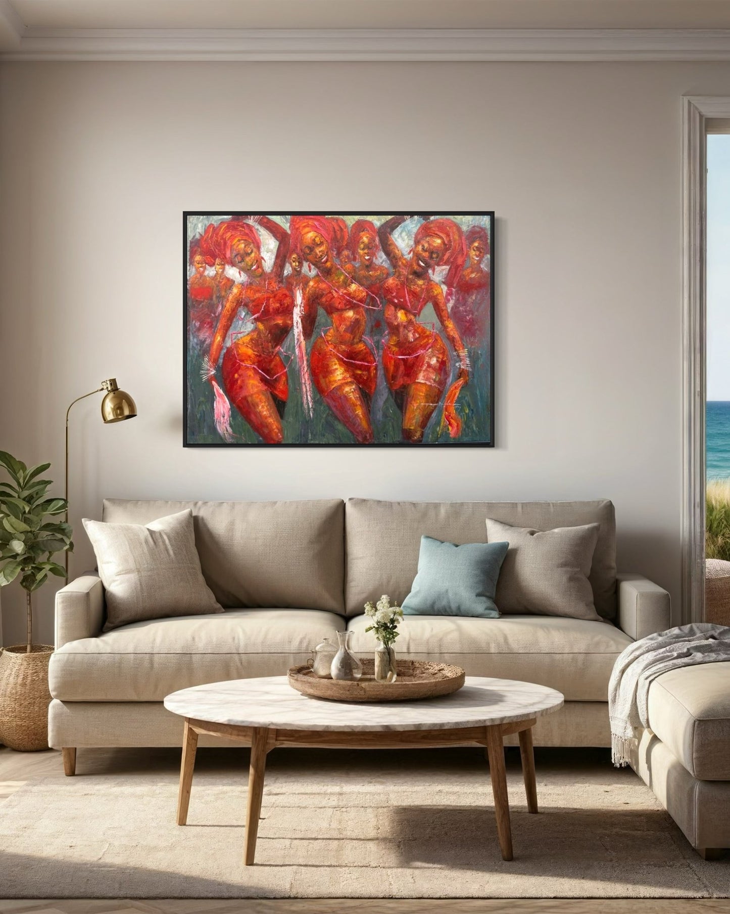 'Festival Dance' Contemporary African Painting by Oshole - Bibianna African Art Collective