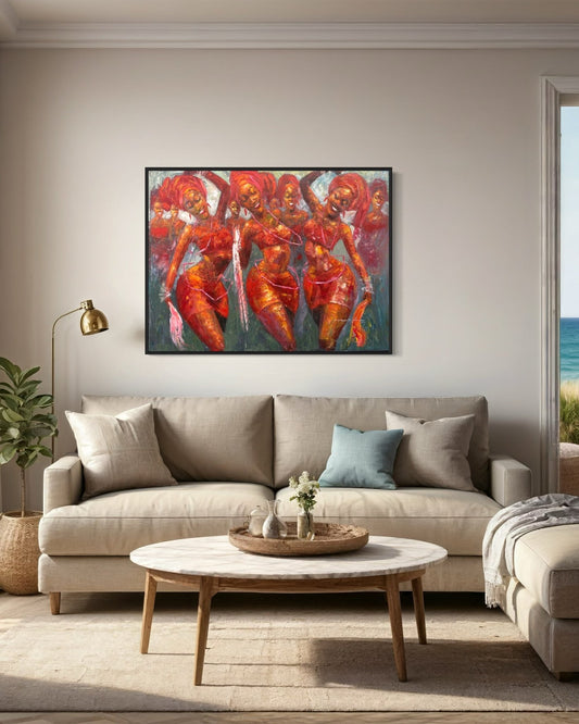 'Festival Dance' Contemporary African Painting by Oshole - Bibianna African Art Collective