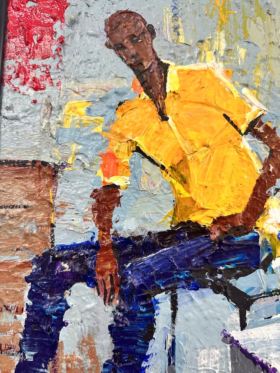 'Good Company' Textured contemporary Minature Painting by Wande George - Bibianna African Art Collective