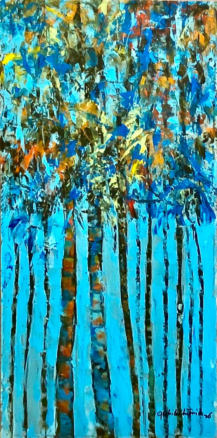 "Growth Series" II in Blue/Teal by Akhile Ehiforia - Bibianna African Art Collective