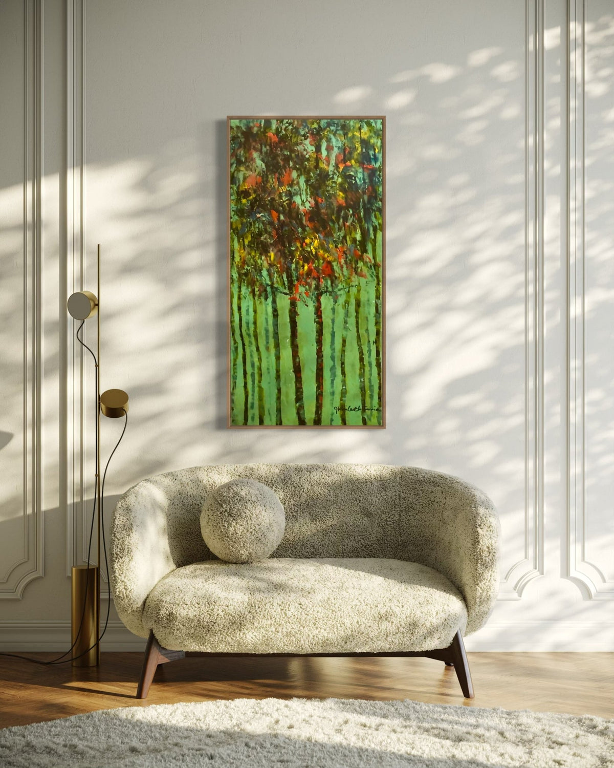 "Growth Series" II in Green, Mustard by Akhile Ehiforia - Bibianna African Art Collective