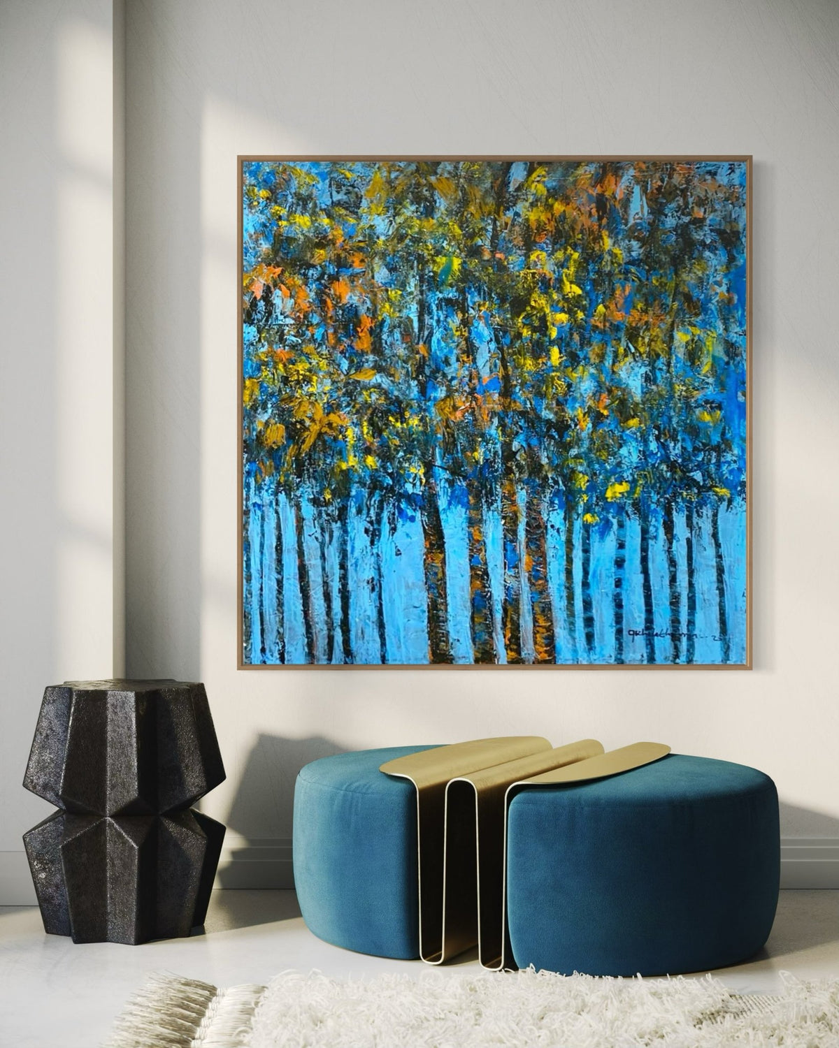"Growth Series" in Blue by Akhile Ehiforia - Bibianna African Art Collective