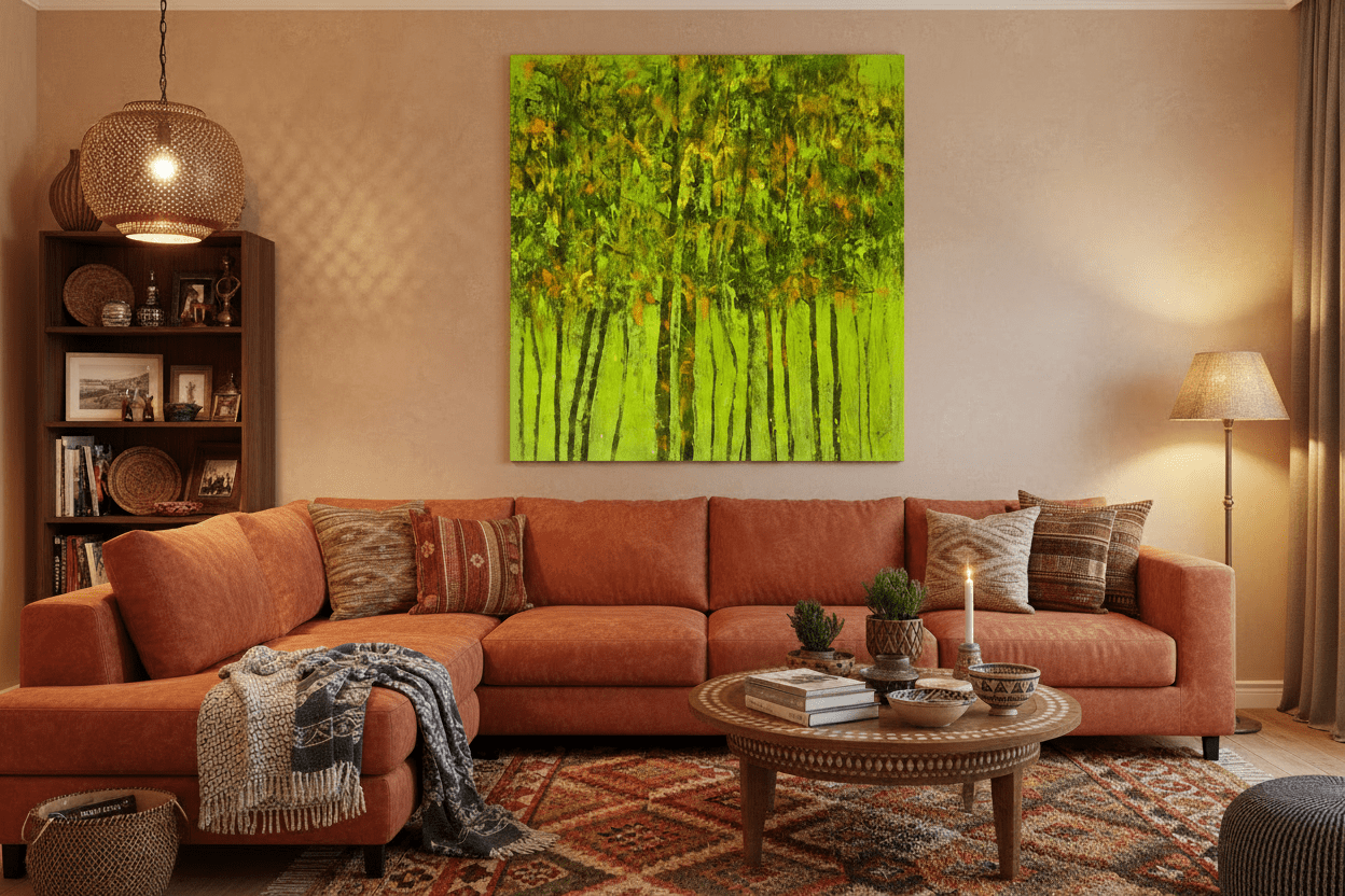 "Growth Series" in Green by Akhile Ehiforia - Bibianna African Art Collective