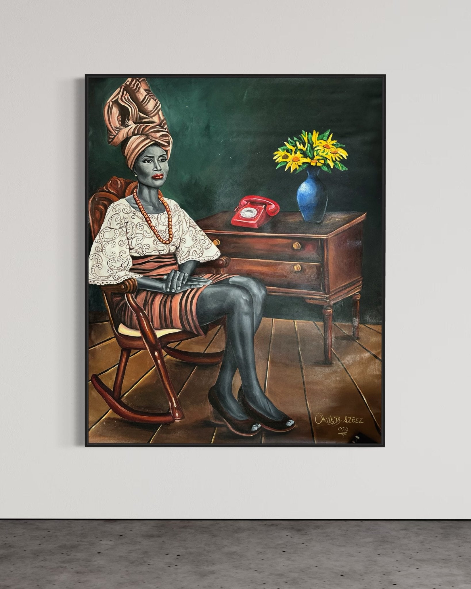 'I Am Ready' Regal Vintage Portrait of Yoruba Woman in traditional Iro, Buba and Gele - Bibianna African Art Collective