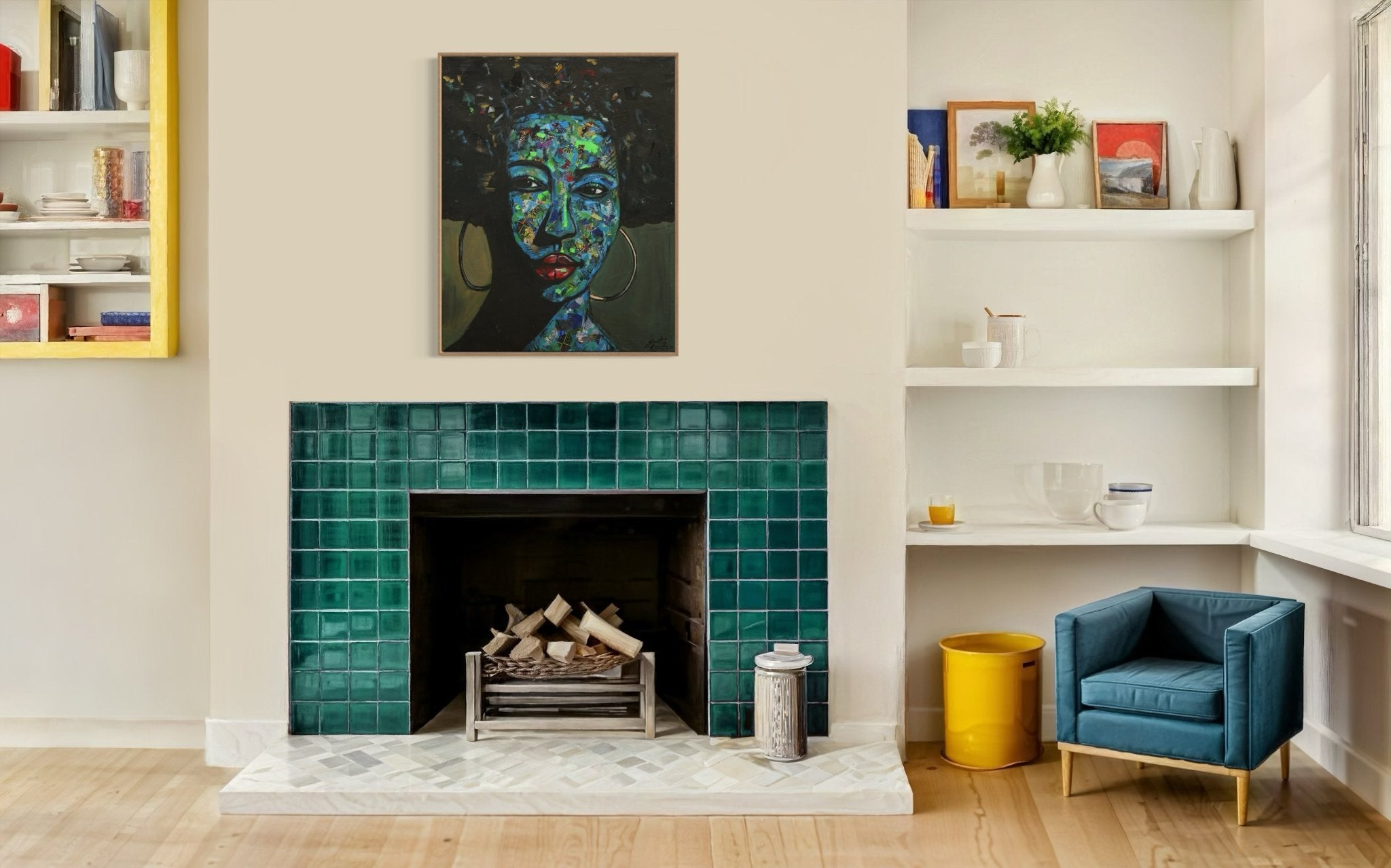 'Independent' Mixed Media Ankara fabric Collage And Acrylic Painting - Bibianna African Art Collective
