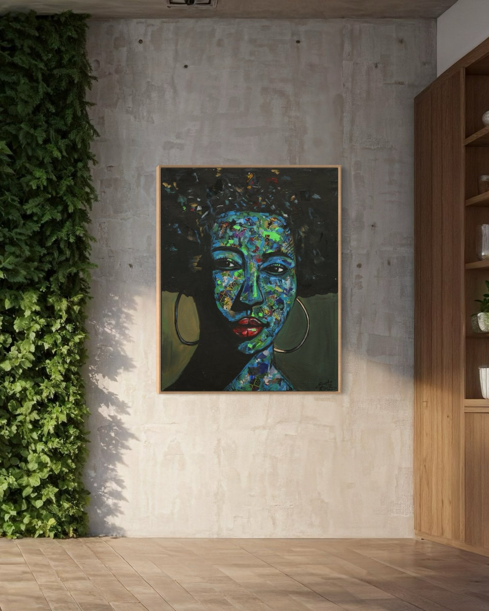 'Independent' Mixed Media Ankara fabric Collage And Acrylic Painting - Bibianna African Art Collective