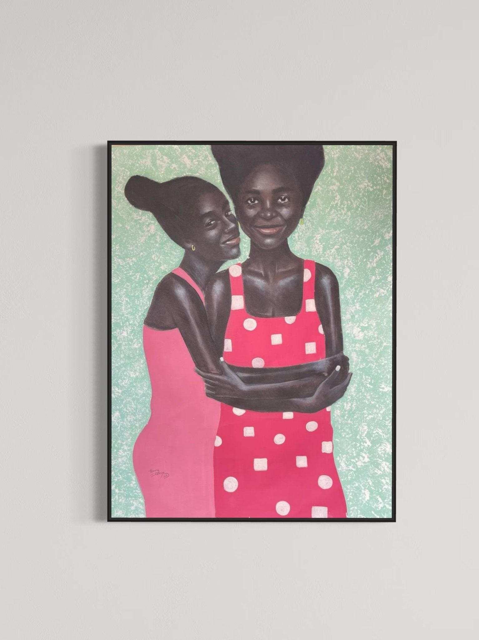 Joyful African Sisterhood Portrait in Vibrant Colors, 'Sisterhood" - Bibianna African Art Collective