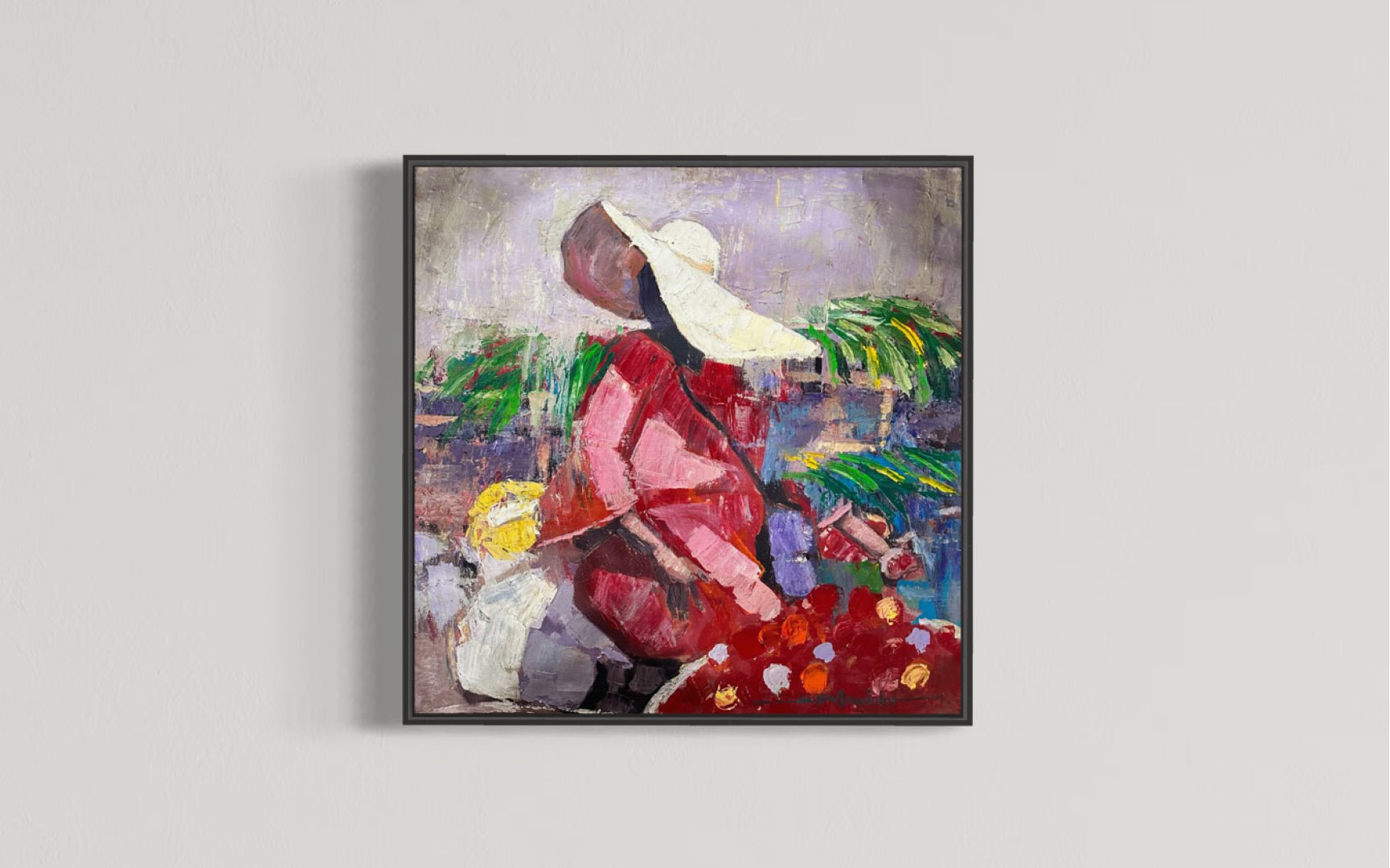 Lady In Sun hat. Original Painting - Bibianna African Art Collective