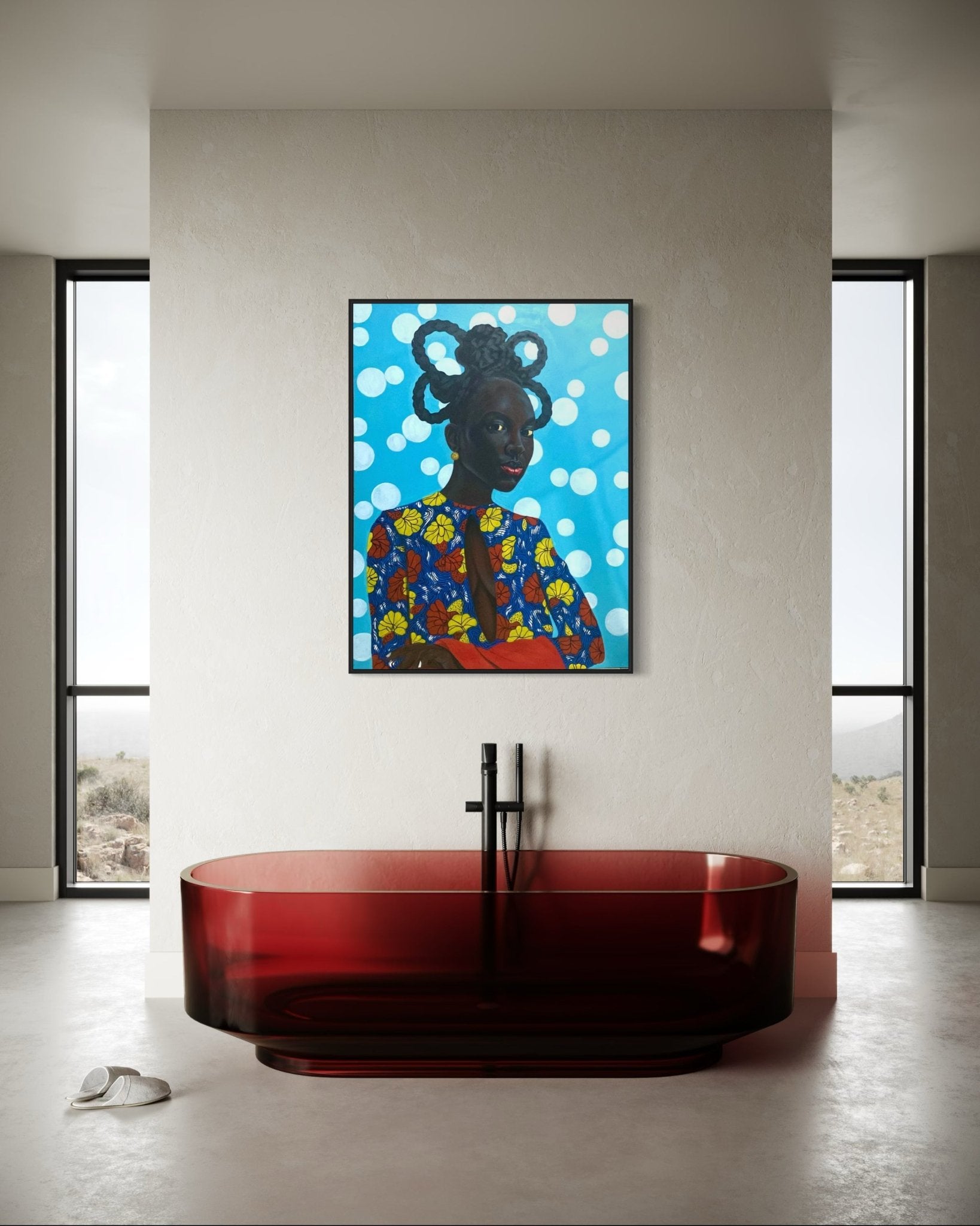 "Lady" Striking Portrait by Abiodun - Bibianna African Art Collective