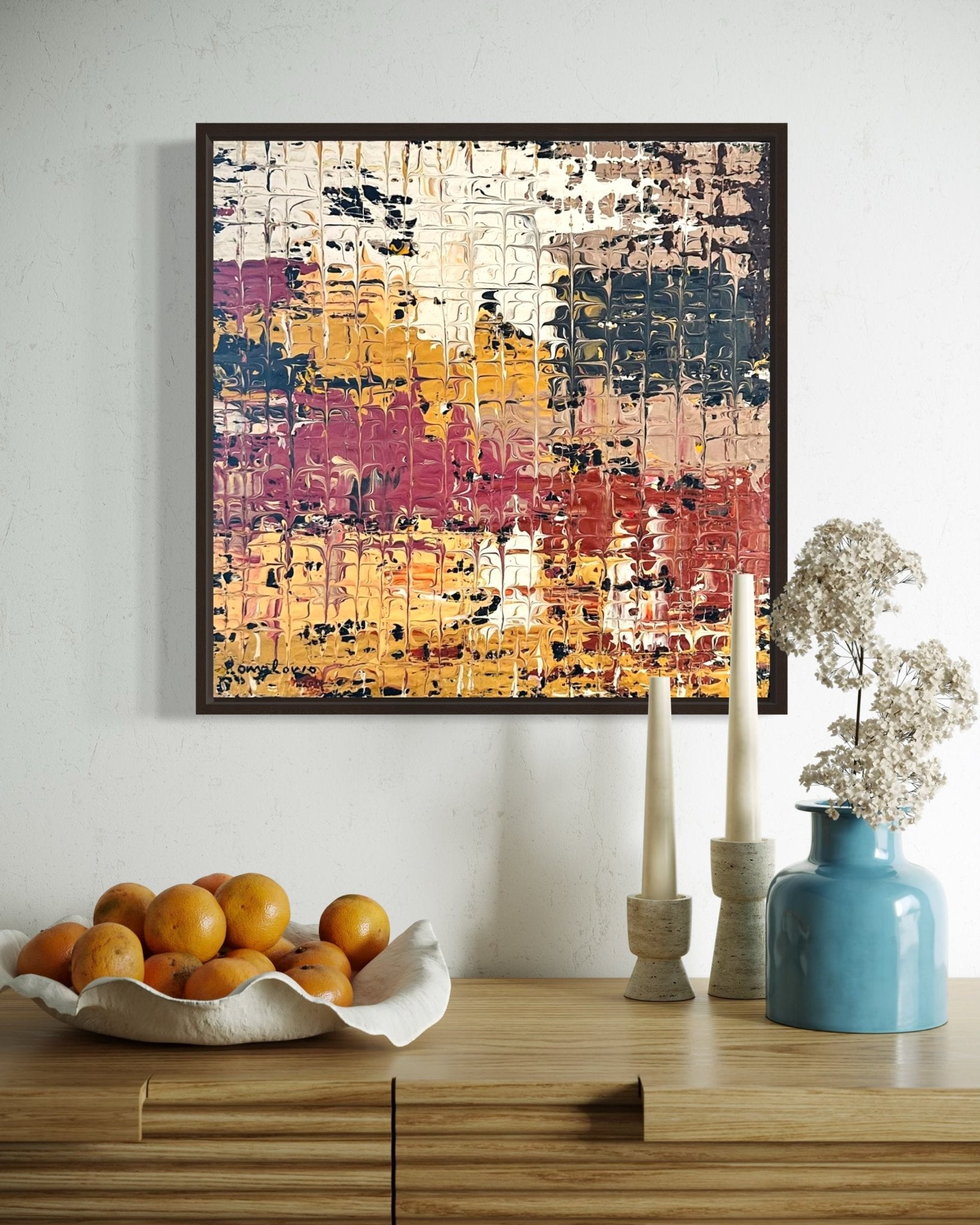 "Layers Of Good Fortune 2" Textured Abstract Series by Toyin Omolowo - Bibianna African Art Collective