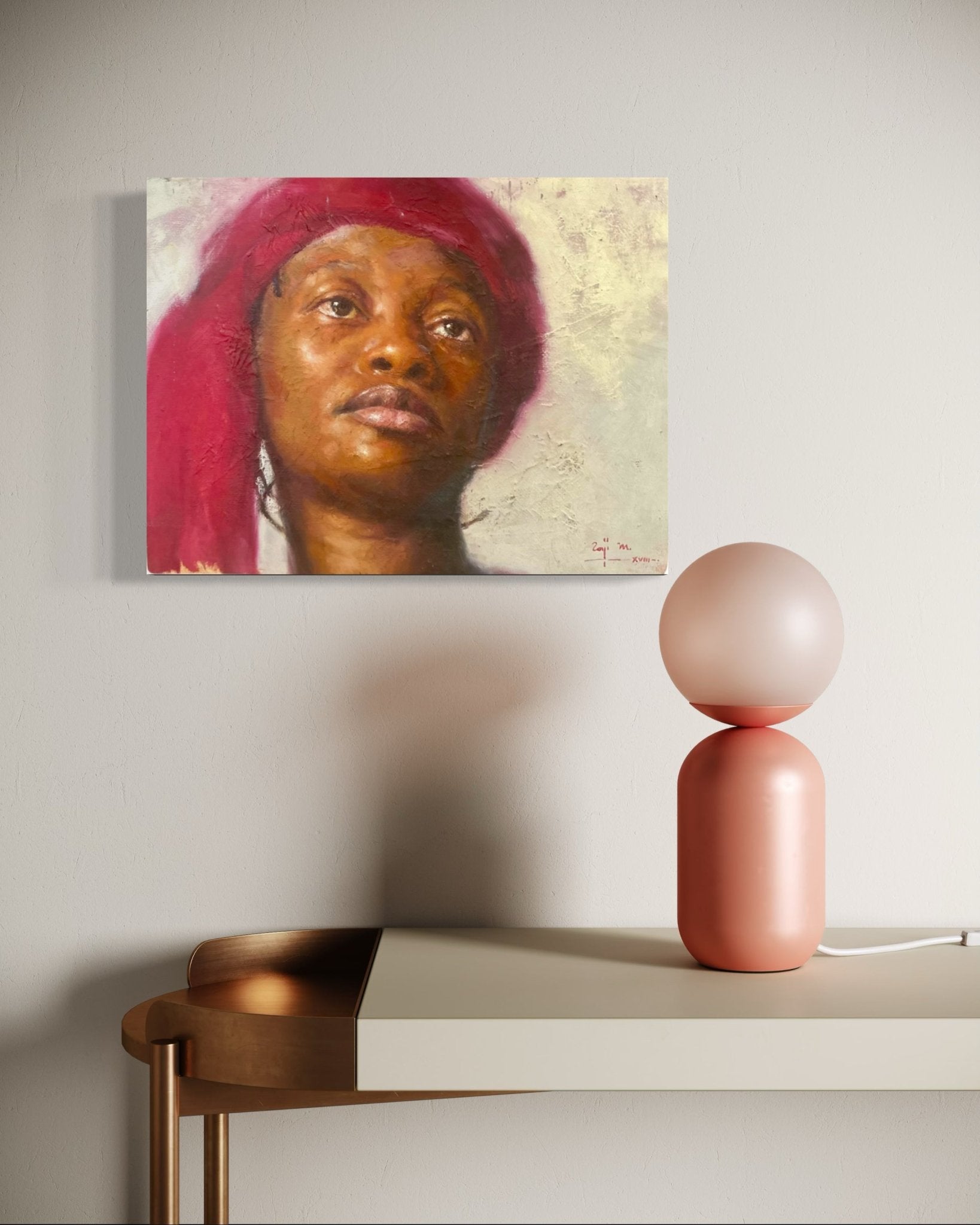 "Looking Ahead" Expectation Series by Renowned Nigerian Portrait Artist Raji Mohanmmed - Bibianna African Art Collective