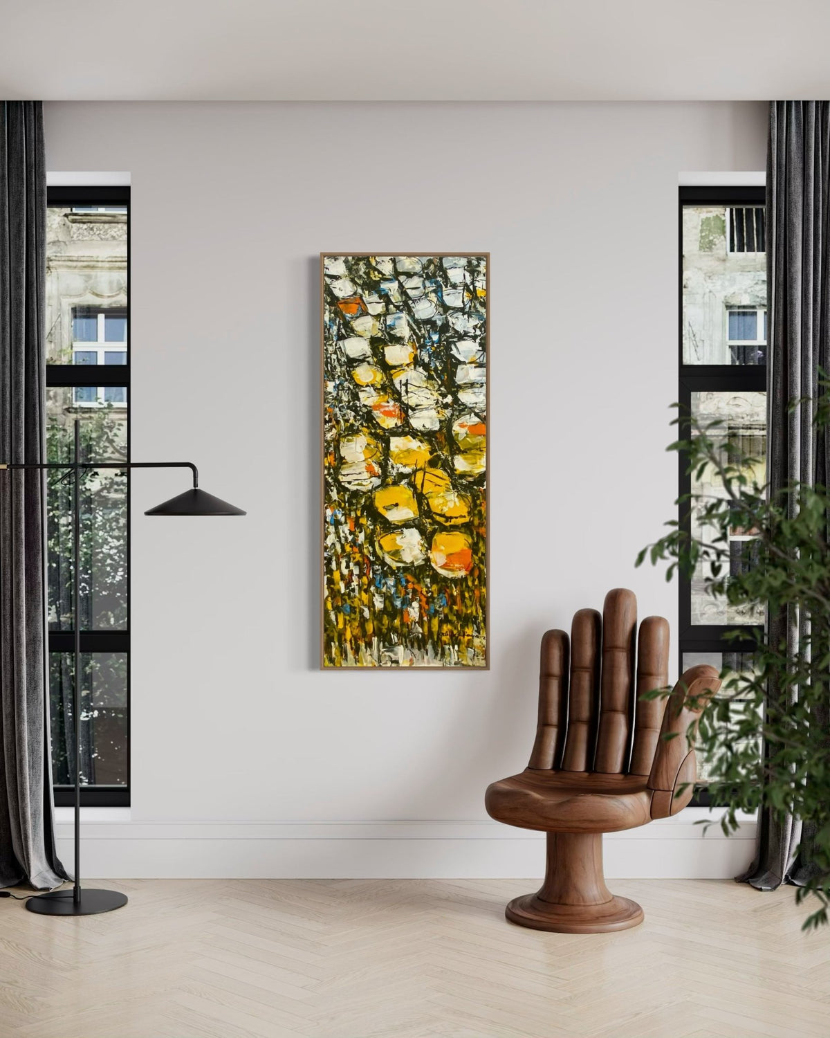 "Making Our Way Home" Series II in Mustard/Orange by Akhile Ehiforia - Bibianna African Art Collective