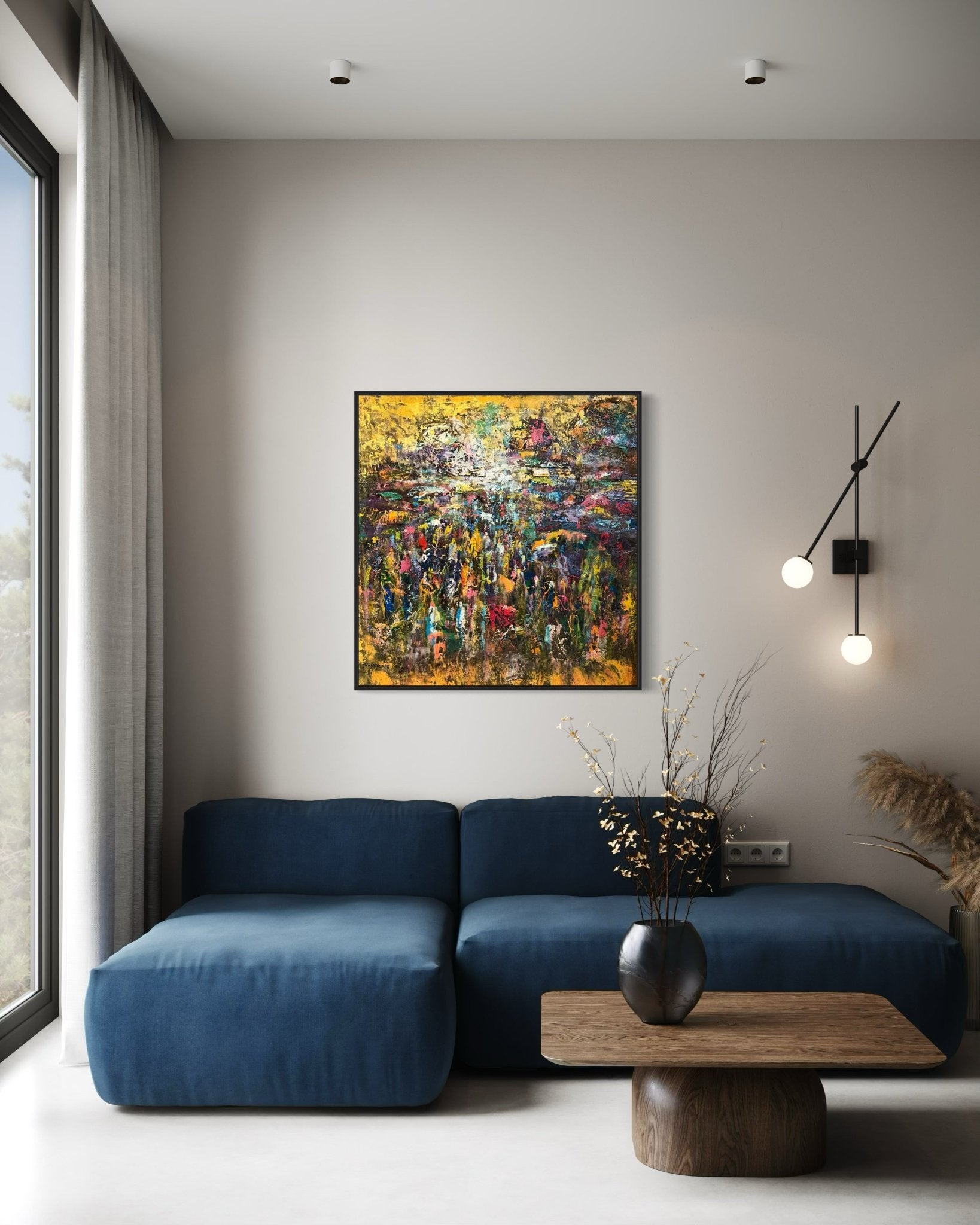Market" by J.O. Aransiola brings the vibrant spirit of a Lagos market to your wall, showcasing the lively essence of African market culture.