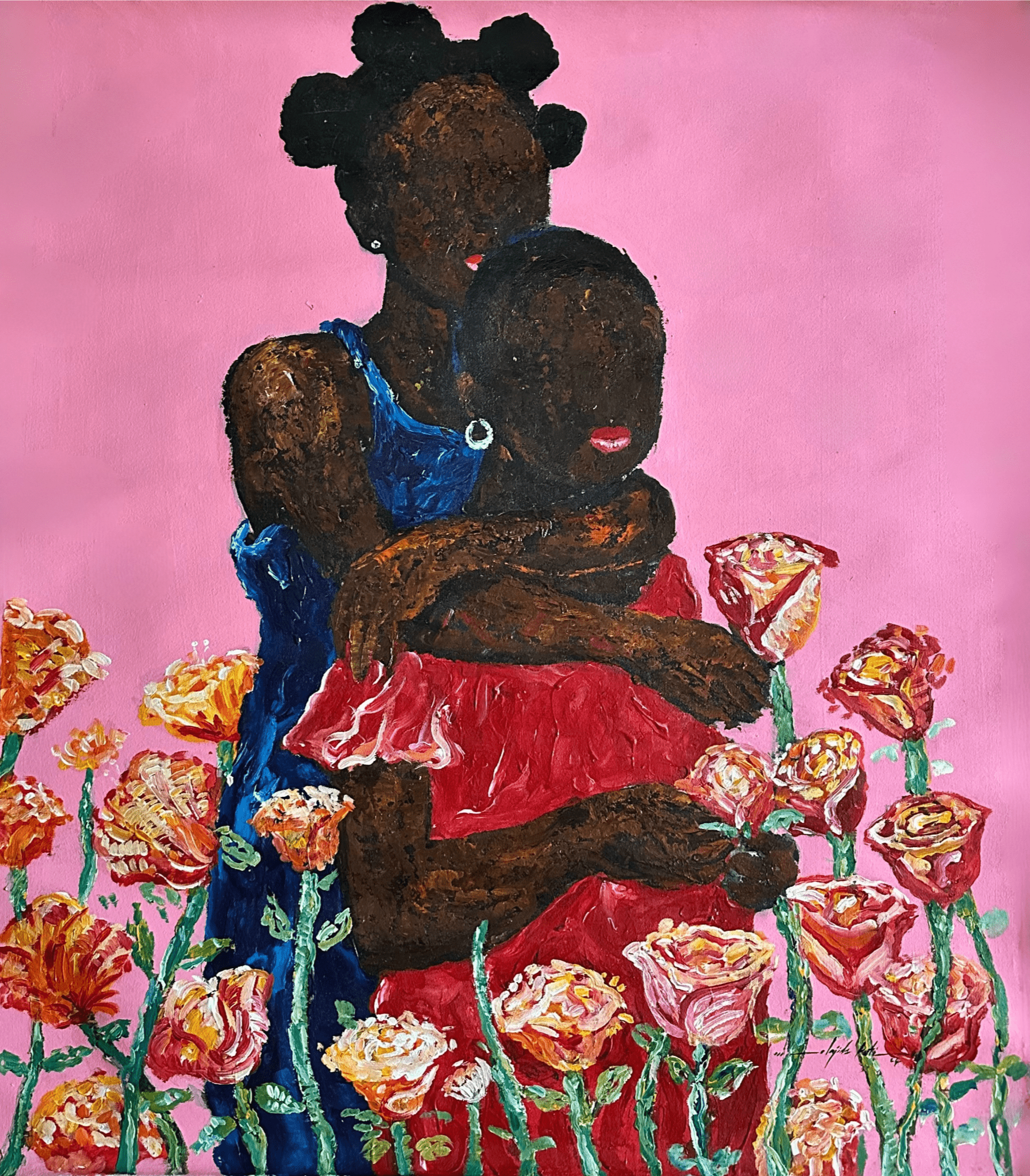 Olajide Kuti – Companion. Acrylic on Canvas - Bibianna African Art Collective