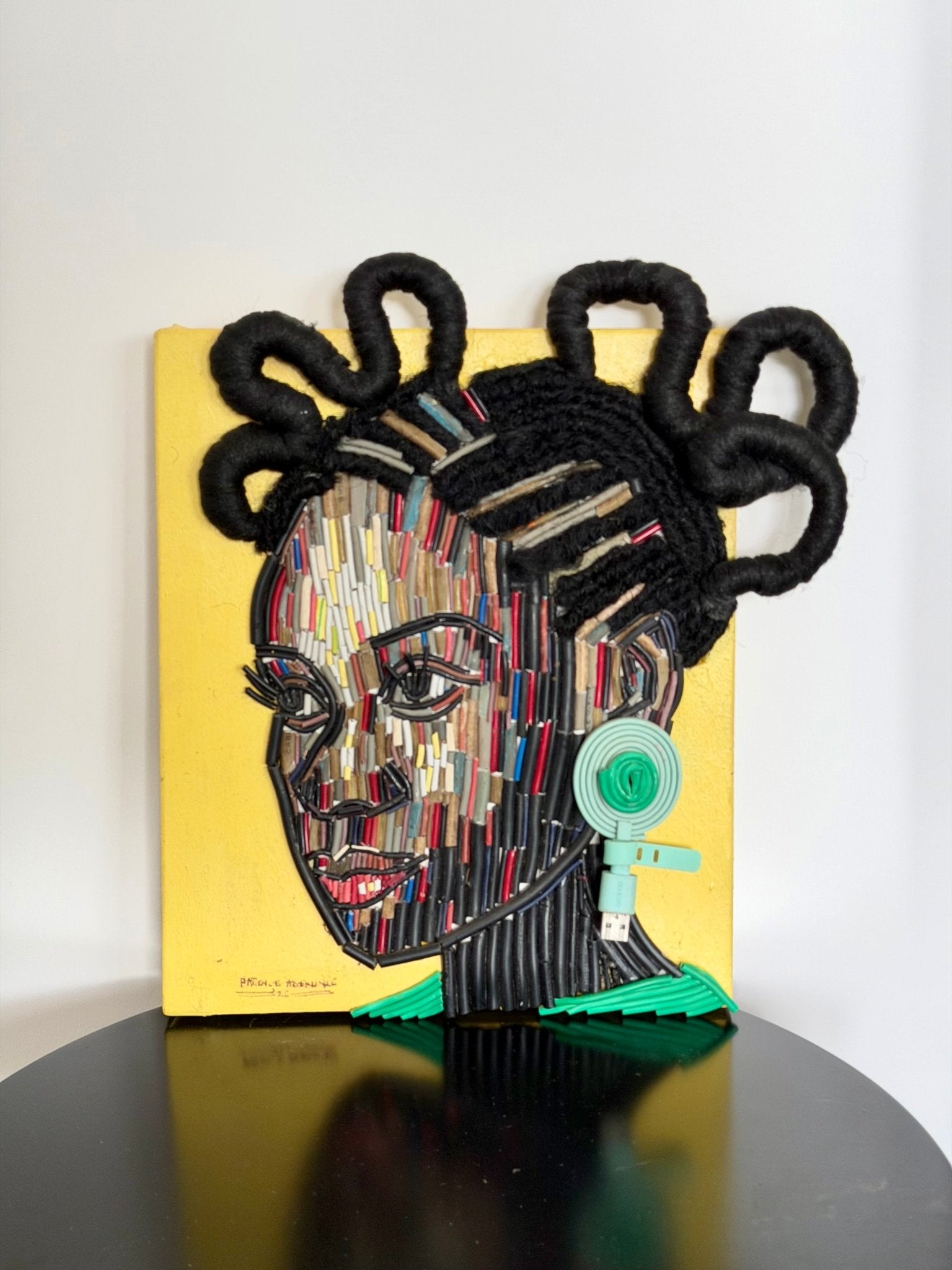 "One Body, Many Lines" Electronic Cable on Canvas by Patience Adekunle. - Bibianna African Art Collective