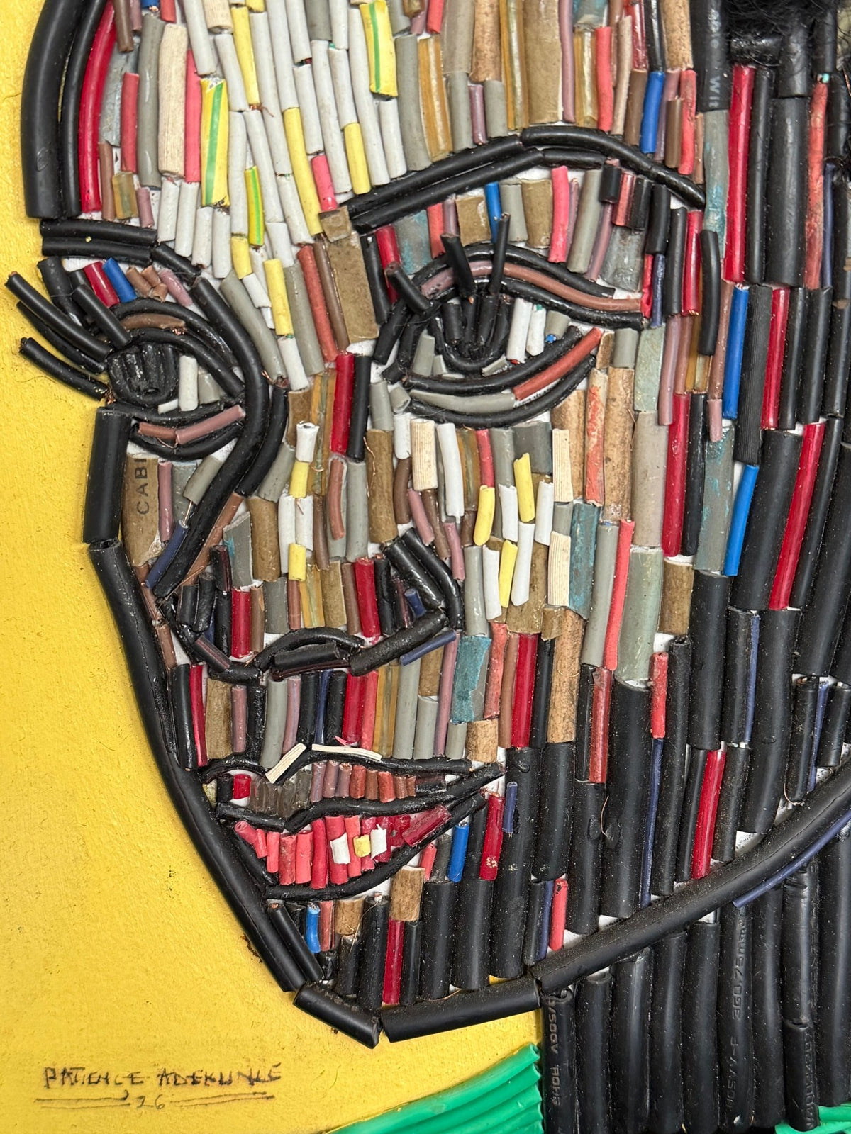 "One Body, Many Lines" Electronic Cable on Canvas by Patience Adekunle. - Bibianna African Art Collective