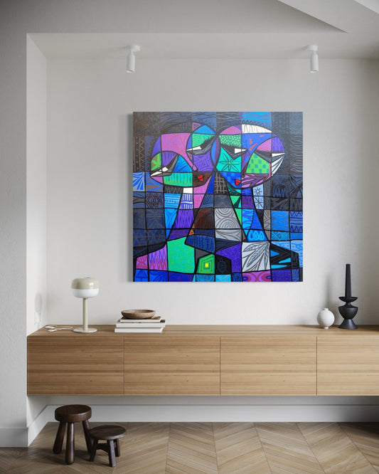 Original Cubist Painting - Bibianna African Art Collective