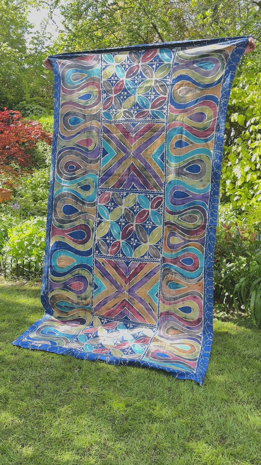 Batik Table cloth/ Beach or picnic blanket. - Multi Coloured