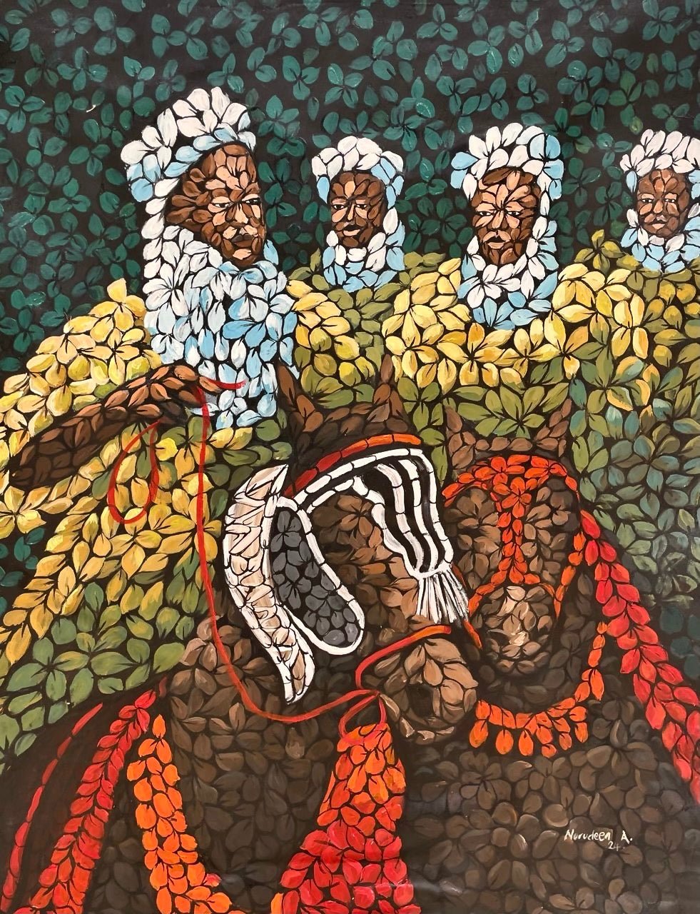 "Riders" Contemporary painting Abubakar Nurudeen - Bibianna African Art Collective