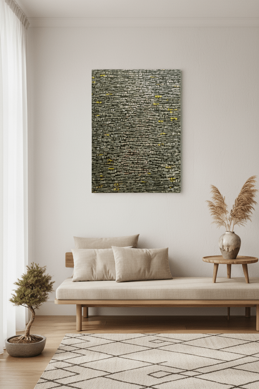 "Rooftops Series" in Amber/Gold by Akhile Ehiforia - Bibianna African Art Collective