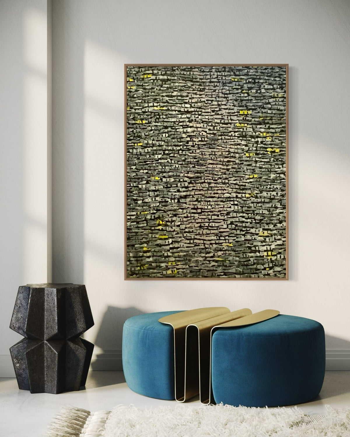 "Rooftops Series" in Amber/Gold by Akhile Ehiforia - Bibianna African Art Collective