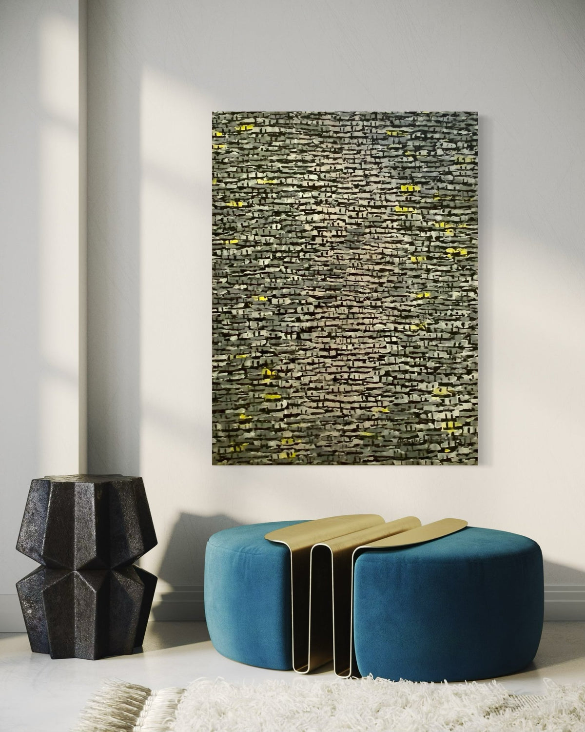 "Rooftops Series" in Amber/Gold by Akhile Ehiforia - Bibianna African Art Collective