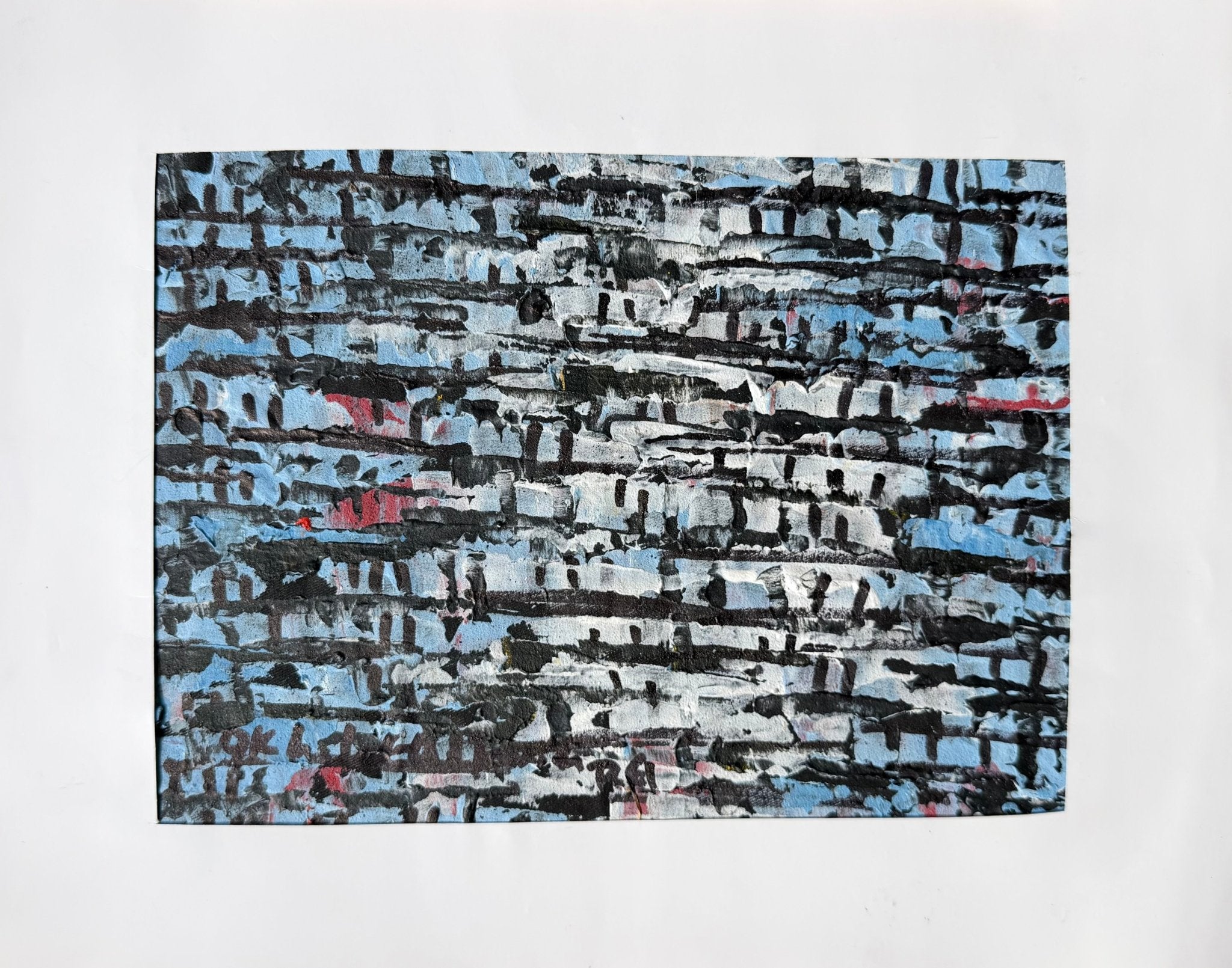 "Rooftops Series" in Blue & White by Akhile Ehiforia - Bibianna African Art Collective