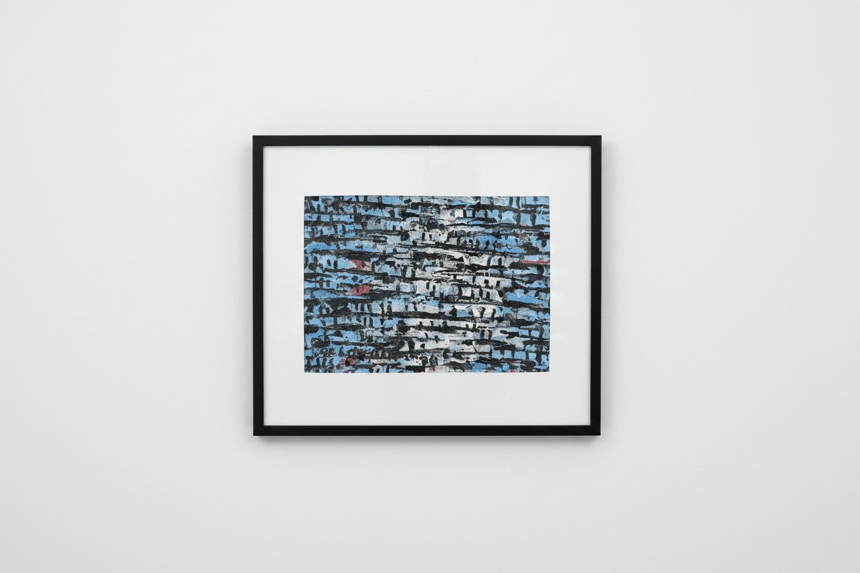 "Rooftops Series" in Blue & White by Akhile Ehiforia - Bibianna African Art Collective