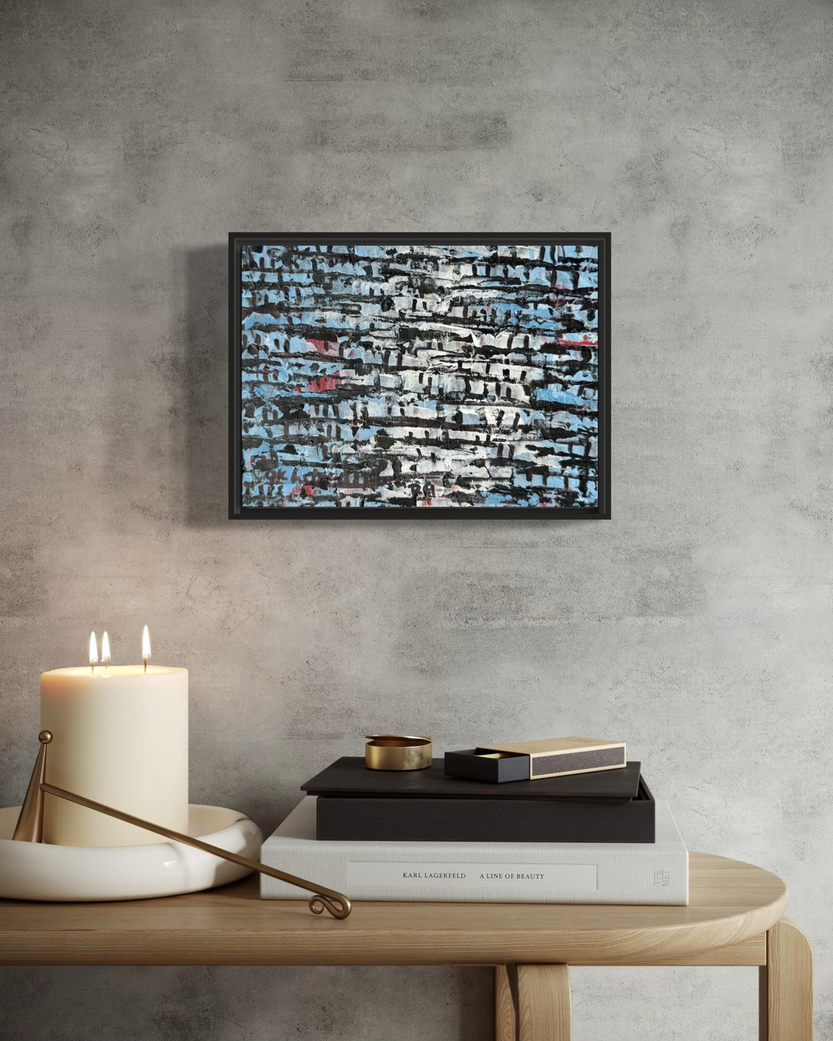 "Rooftops Series" in Blue & White by Akhile Ehiforia - Bibianna African Art Collective