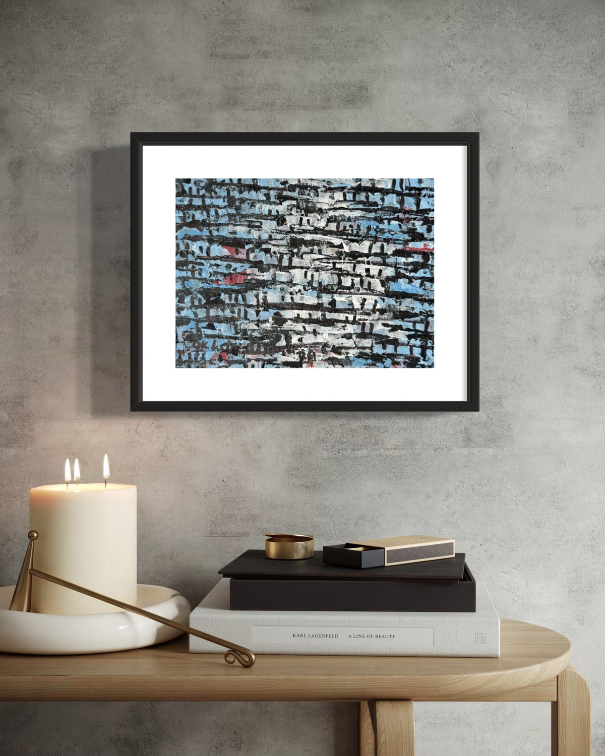 "Rooftops Series" in Blue & White by Akhile Ehiforia - Bibianna African Art Collective