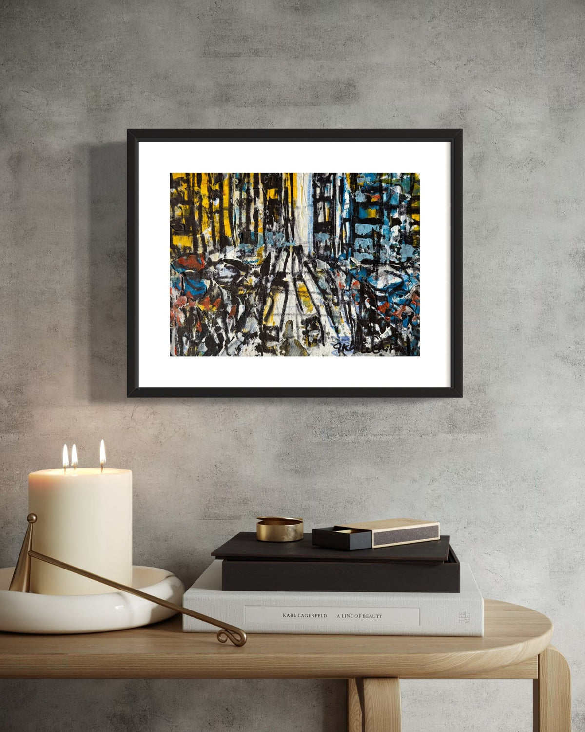"Rooftops Series" in Yellow & Blue by Akhile Ehiforia - Bibianna African Art Collective