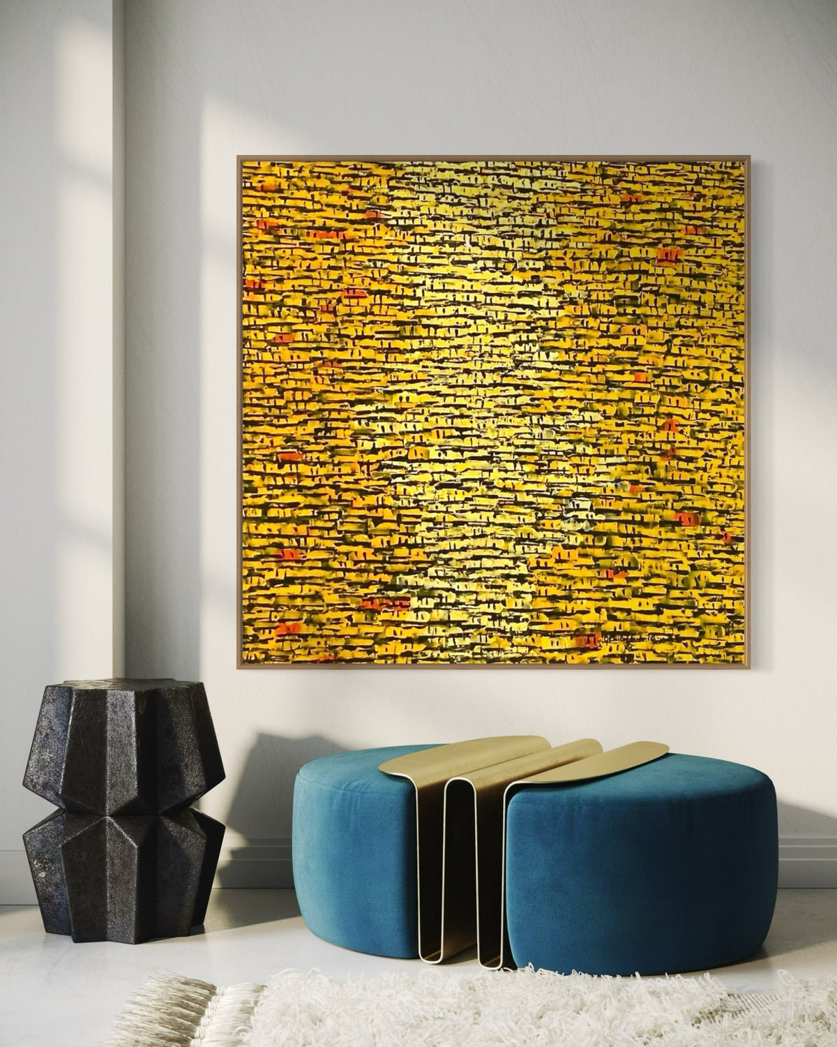 "Rooftops Series" in Yellow/Gold II by Akhile Ehiforia - Bibianna African Art Collective