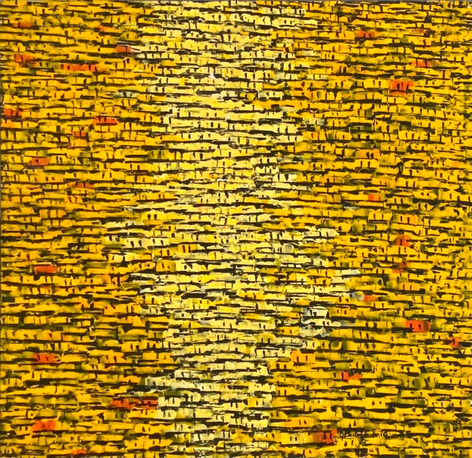 "Rooftops Series" in Yellow/Gold II by Akhile Ehiforia - Bibianna African Art Collective