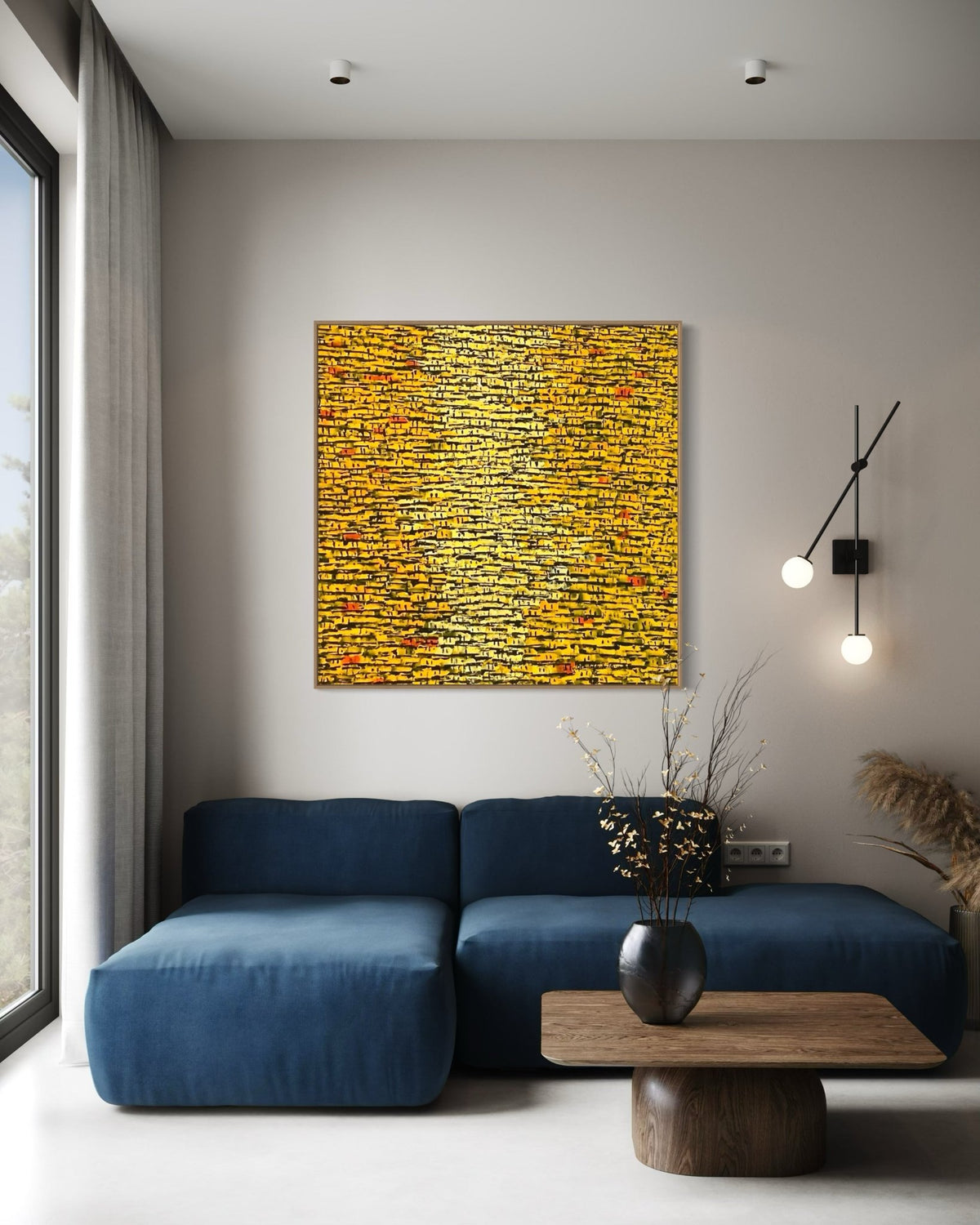 "Rooftops Series" in Yellow/Gold II by Akhile Ehiforia - Bibianna African Art Collective