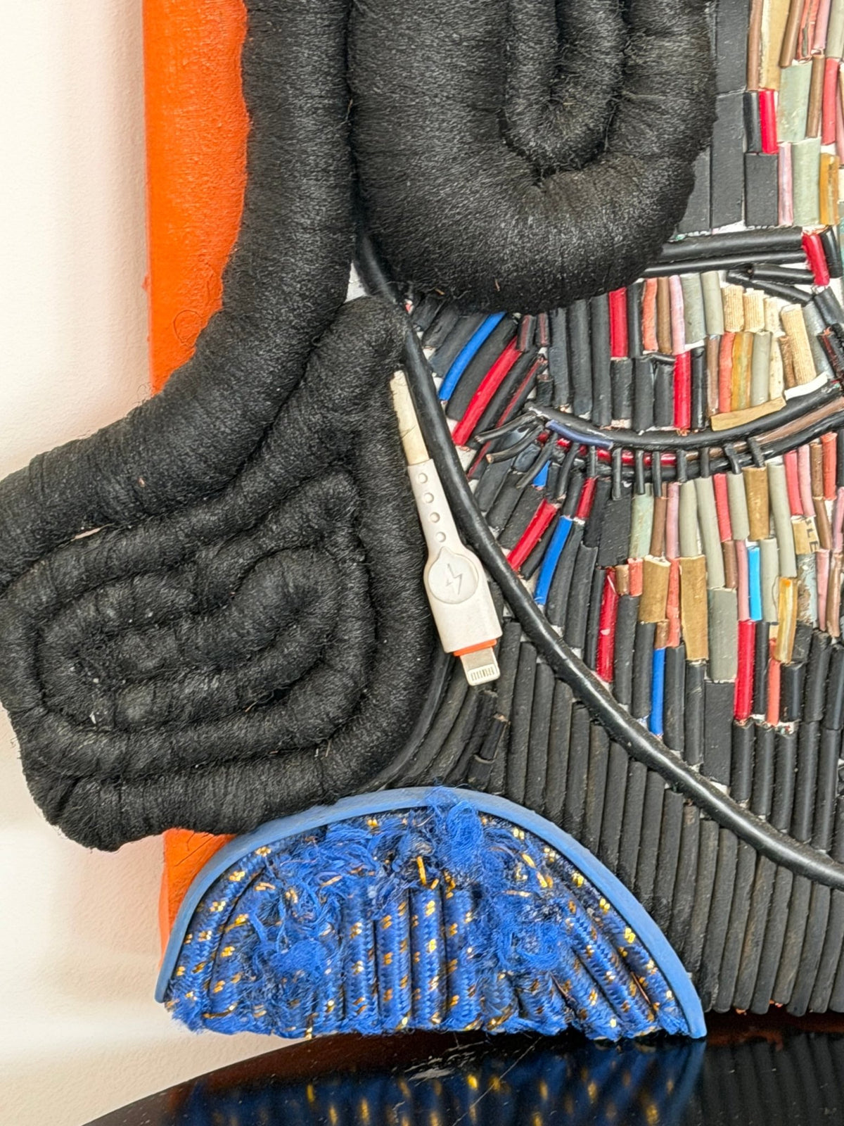 "Steel Like Her" Electronic Cable on Canvas by Patience Adekunle. - Bibianna African Art Collective