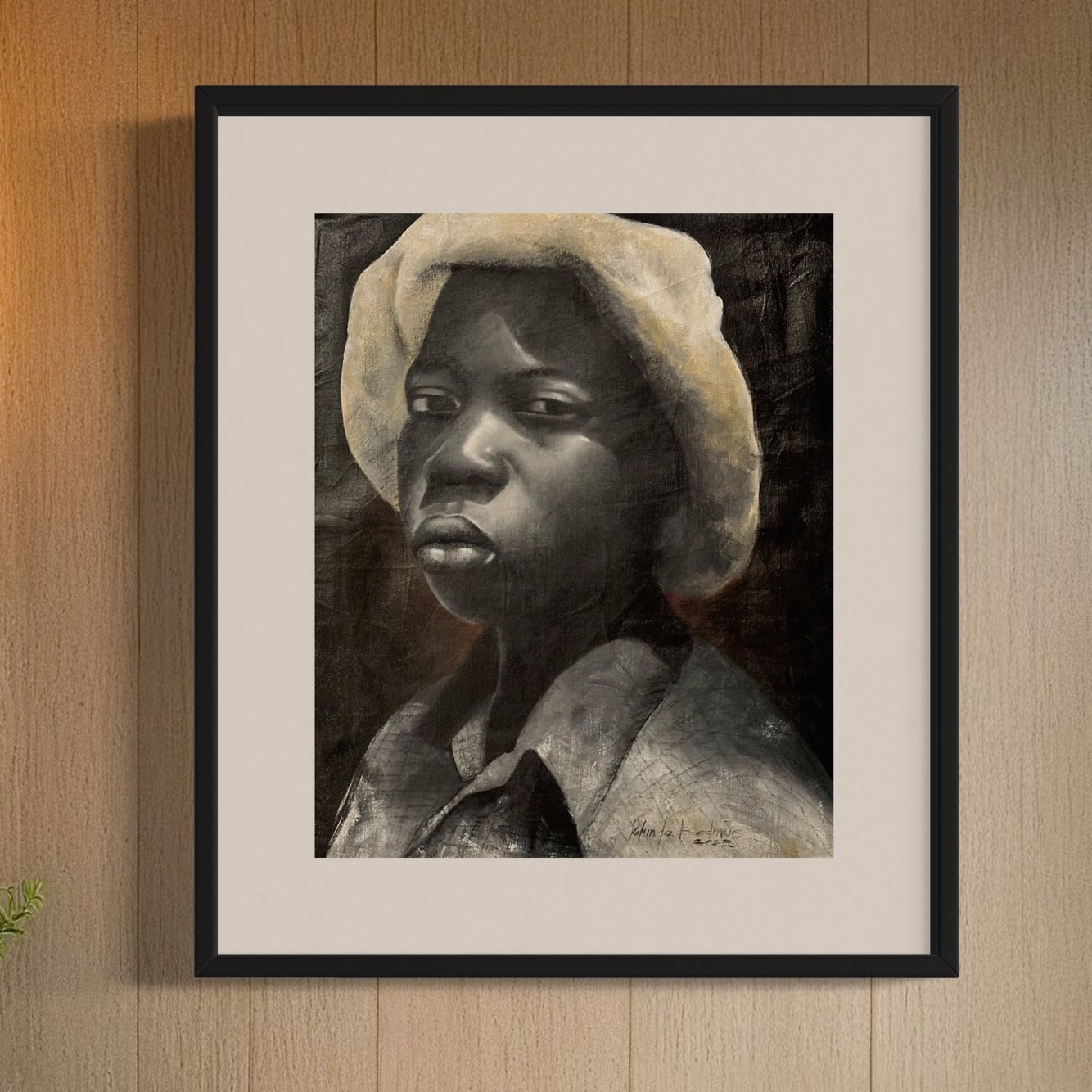 Untitled Monochrome Acrylic Portrait by Kehinde Badmus - Bibianna African Art Collective