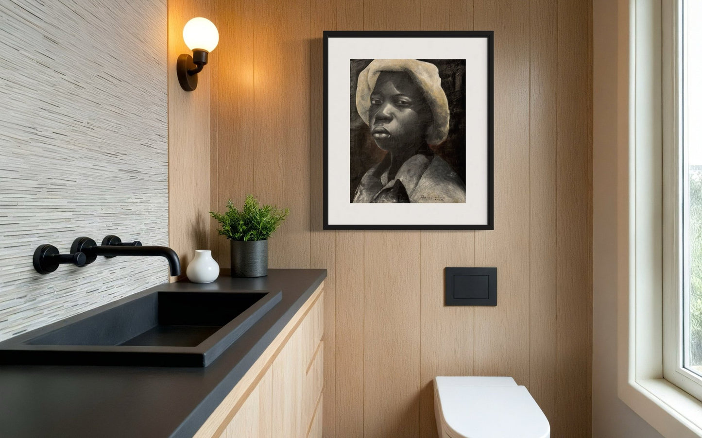 Untitled Monochrome Acrylic Portrait by Kehinde Badmus - Bibianna African Art Collective