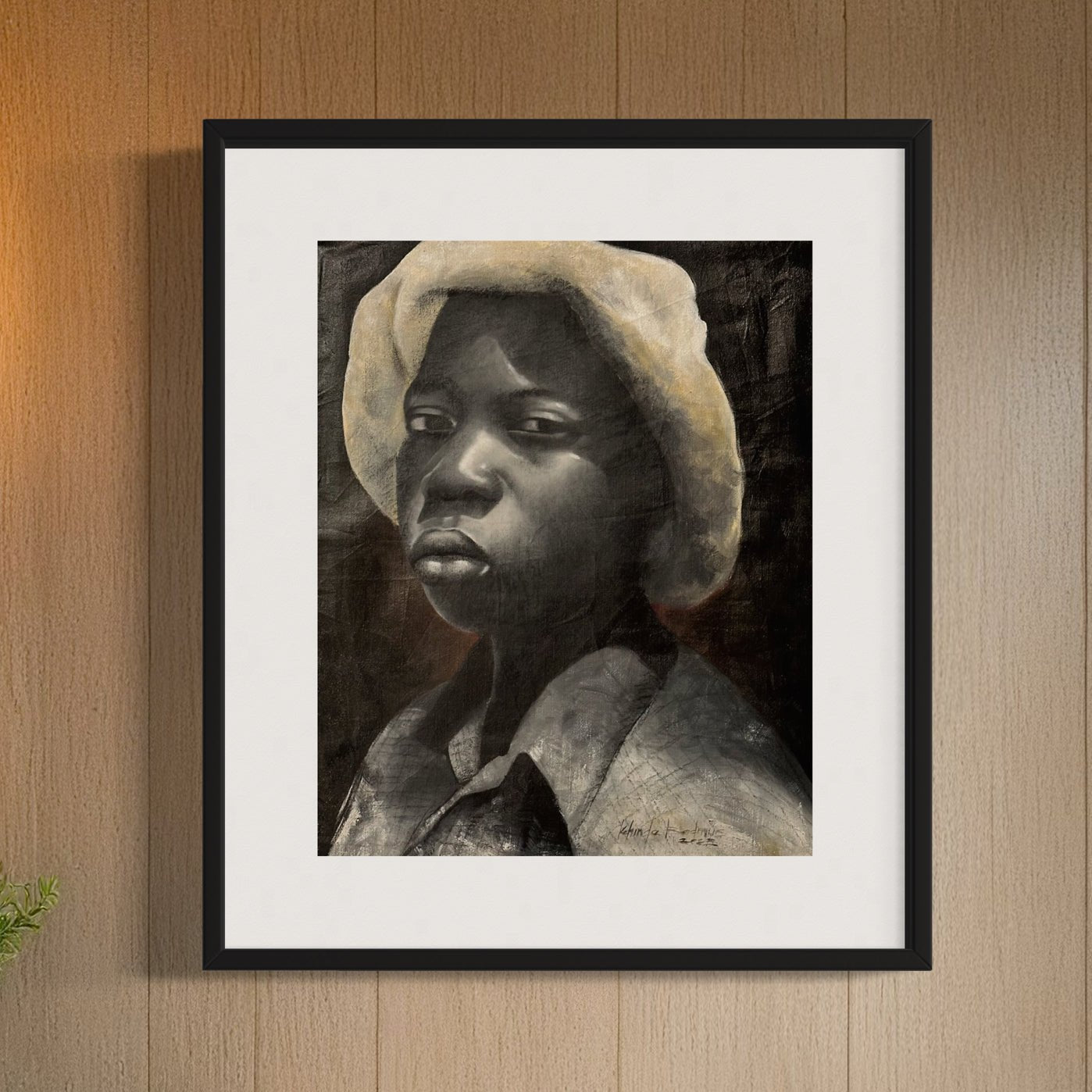 Untitled Monochrome Acrylic Portrait by Kehinde Badmus - Bibianna African Art Collective