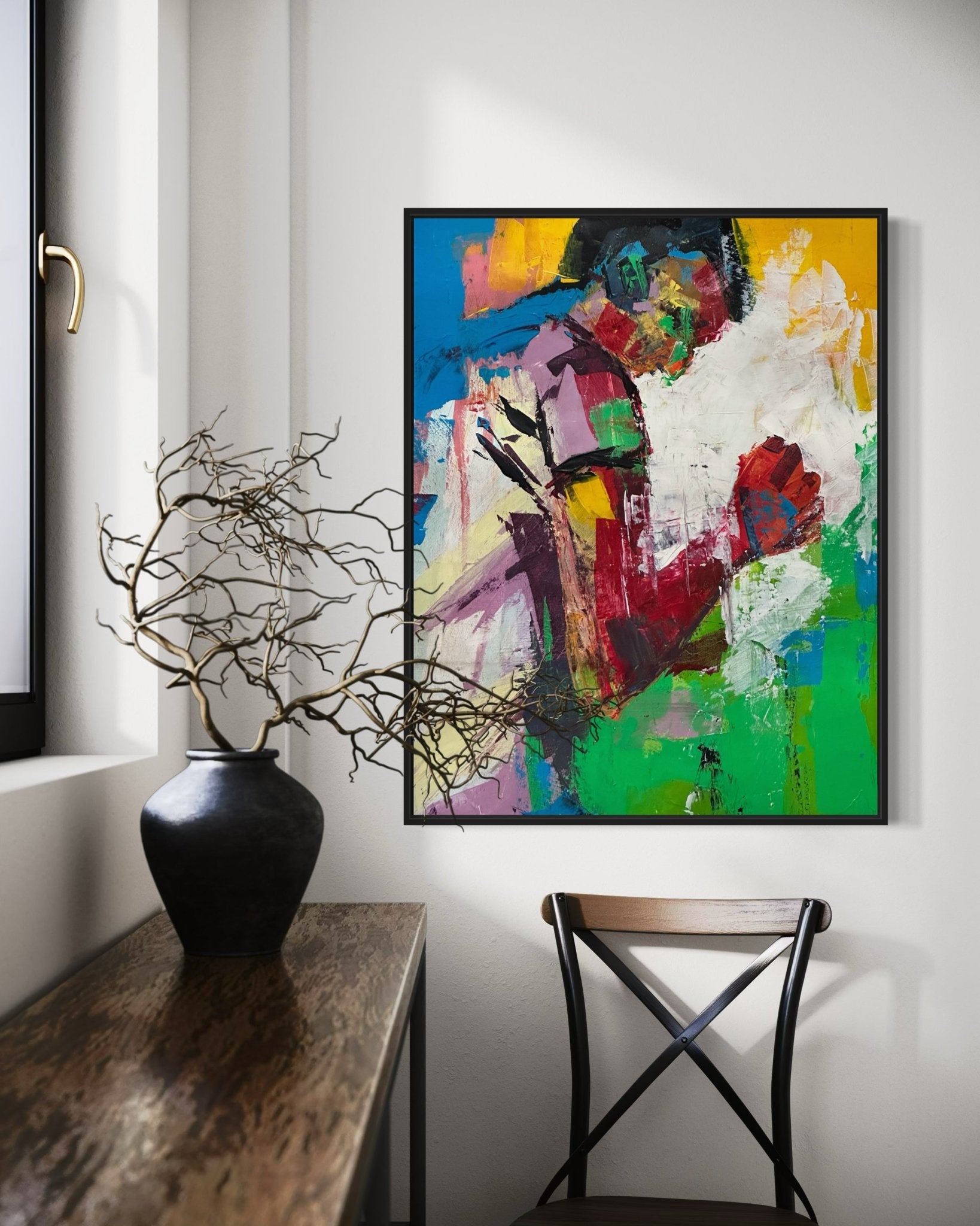 Vibrant Abstract Figuration Acrylic On Canvas Painting By Nigerian Artist - Bibianna African Art Collective