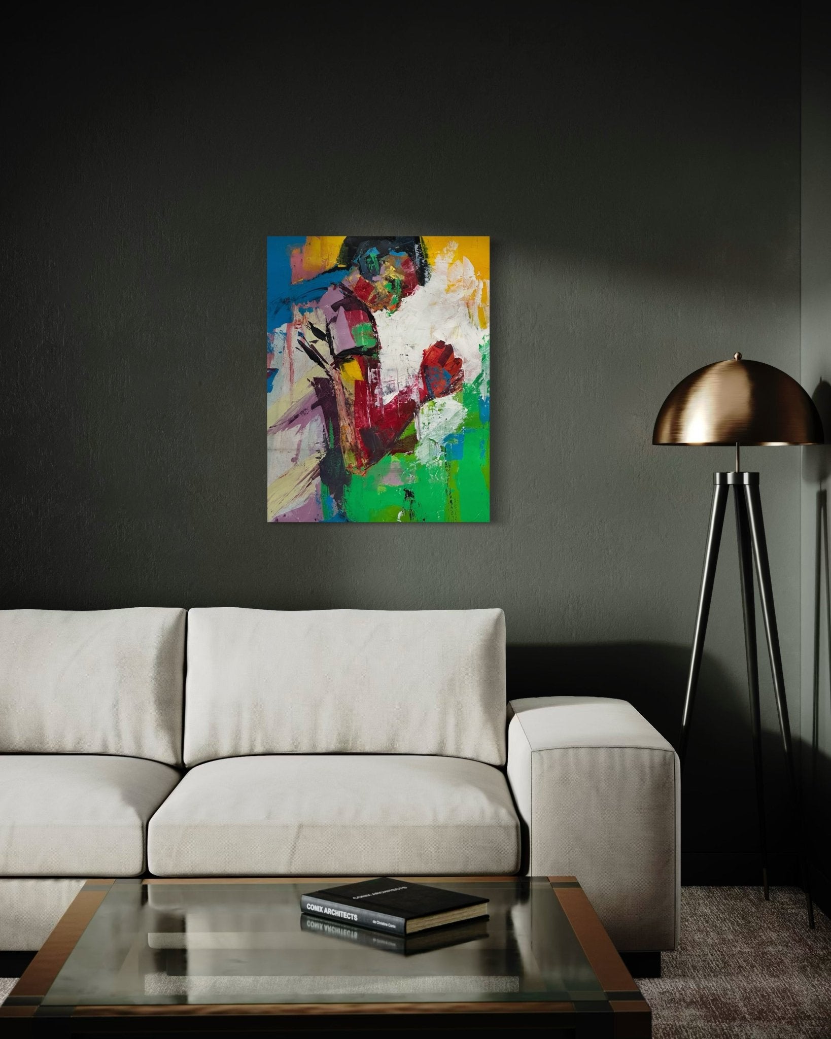 Vibrant Abstract Figuration Acrylic On Canvas Painting By Nigerian Artist - Bibianna African Art Collective