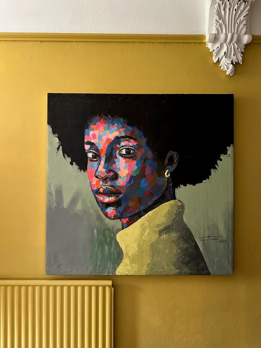 Vibrant African Portrait in Impressionistic Color Palette, 'Afro Beautiful' - Bibianna African Art Collective
