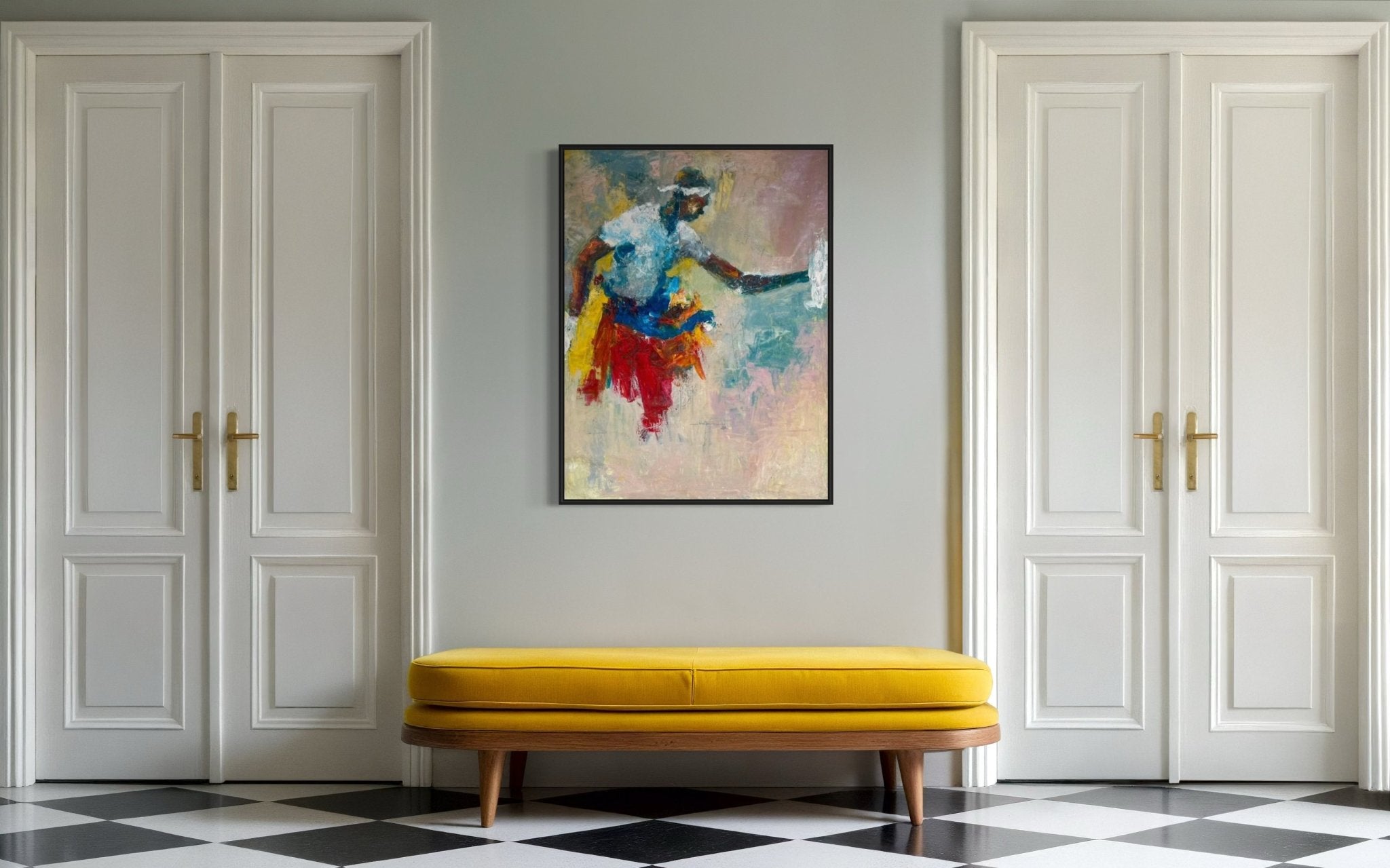 Victor Ubabike's "Dancing" Abstract Expressionist Painting - Bibianna African Art Collective
