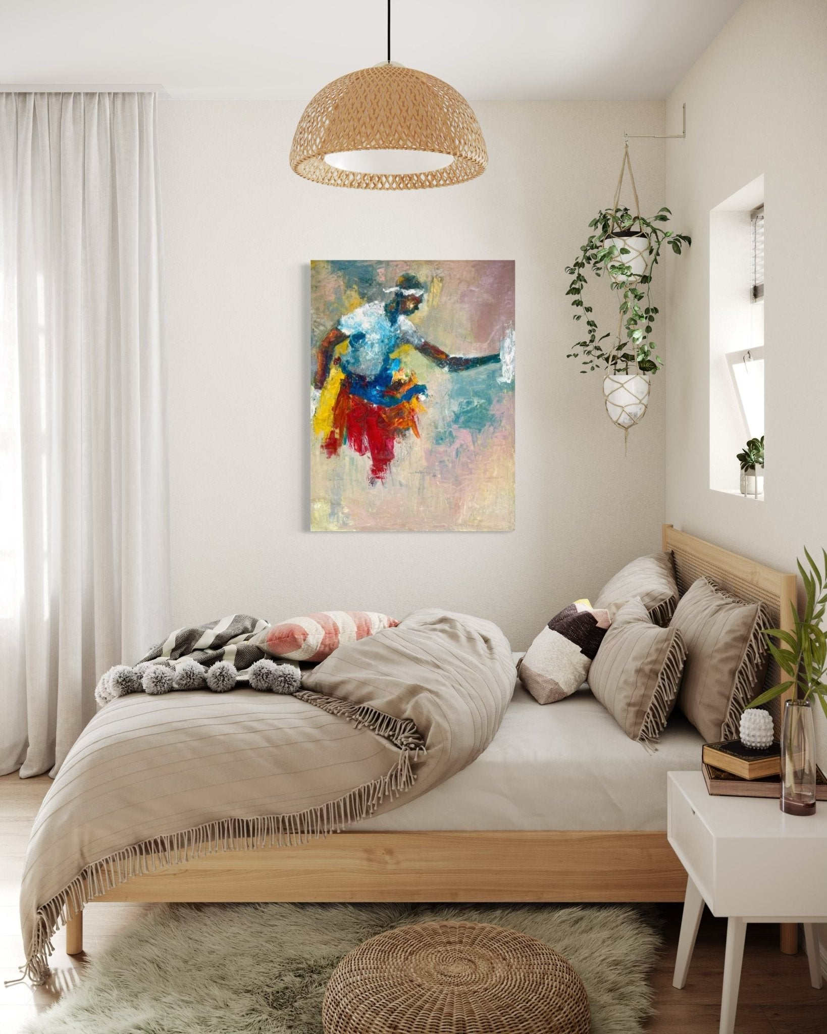 Victor Ubabike's "Dancing" Abstract Expressionist Painting - Bibianna African Art Collective