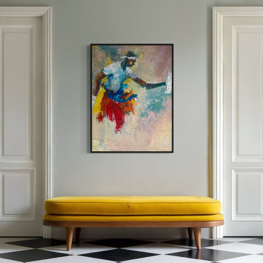 Victor Ubabike's "Dancing" Abstract Expressionist Painting - Bibianna African Art Collective