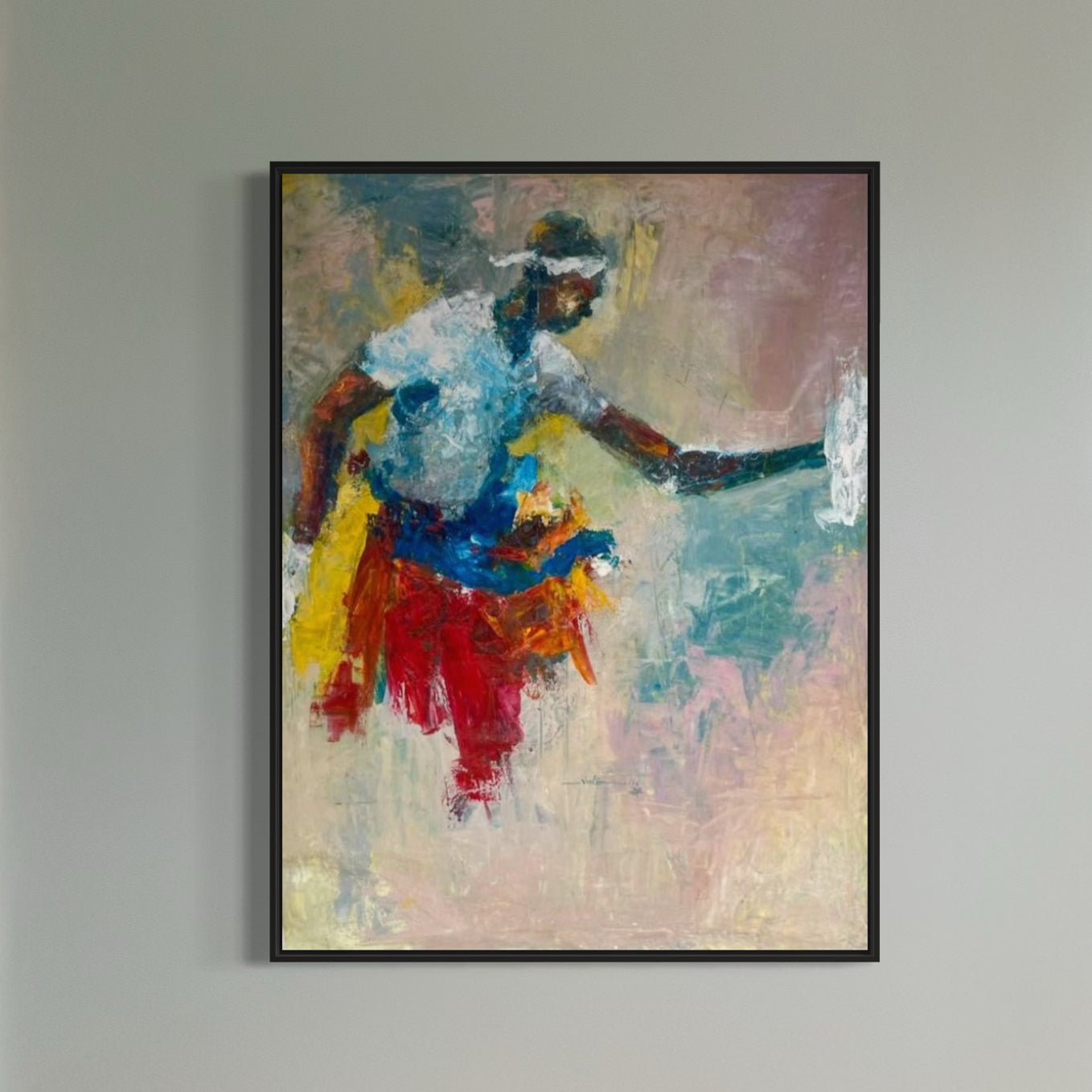 Victor Ubabike's "Dancing" Abstract Expressionist Painting - Bibianna African Art Collective